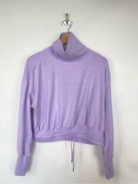 Sweaty Betty Lavender Purple Turtleneck Sweatshirt Luxe Fleece Pullover Medium